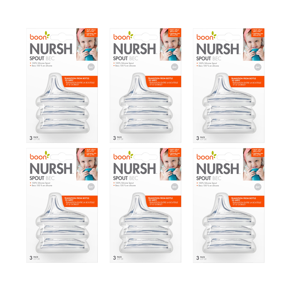 Boon 3pc Boon Nursh Transitional Silicone Sippy Cup Spout Lid 6m+ (6 Pack)
