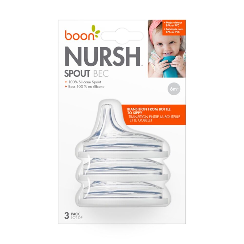 Boon 3pc Boon Nursh Transitional Silicone Sippy Cup Spout Lid 6m+ (6 Pack) — image 2