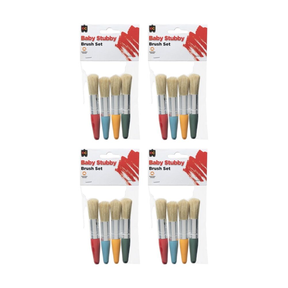 Educational Colours 4pc Educational Colours Baby Stubby Paint Brush Set Art/Craft Supplies (4 Pack)