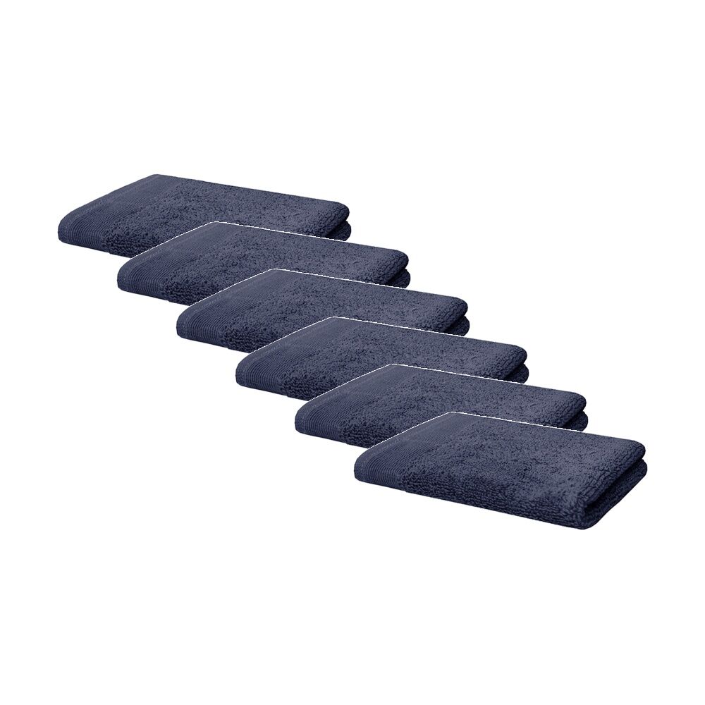 Bambury Elvire 600gsm Soft Absorbent Cotton Face Washer 33x33cm Blue (6 Pack)