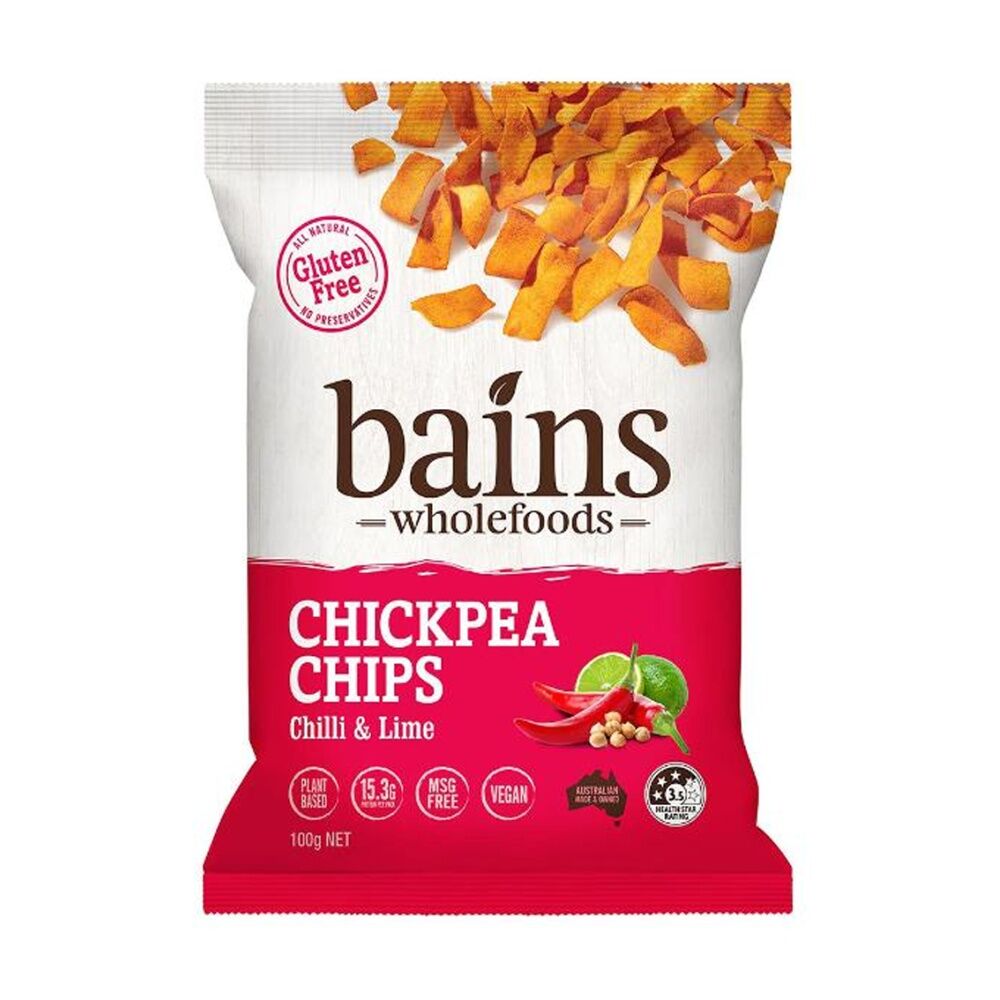 Bains Wholefoods Chickpea Chips Chilli & Lime Flavoured Snack 100g (12 Pack) — image 2