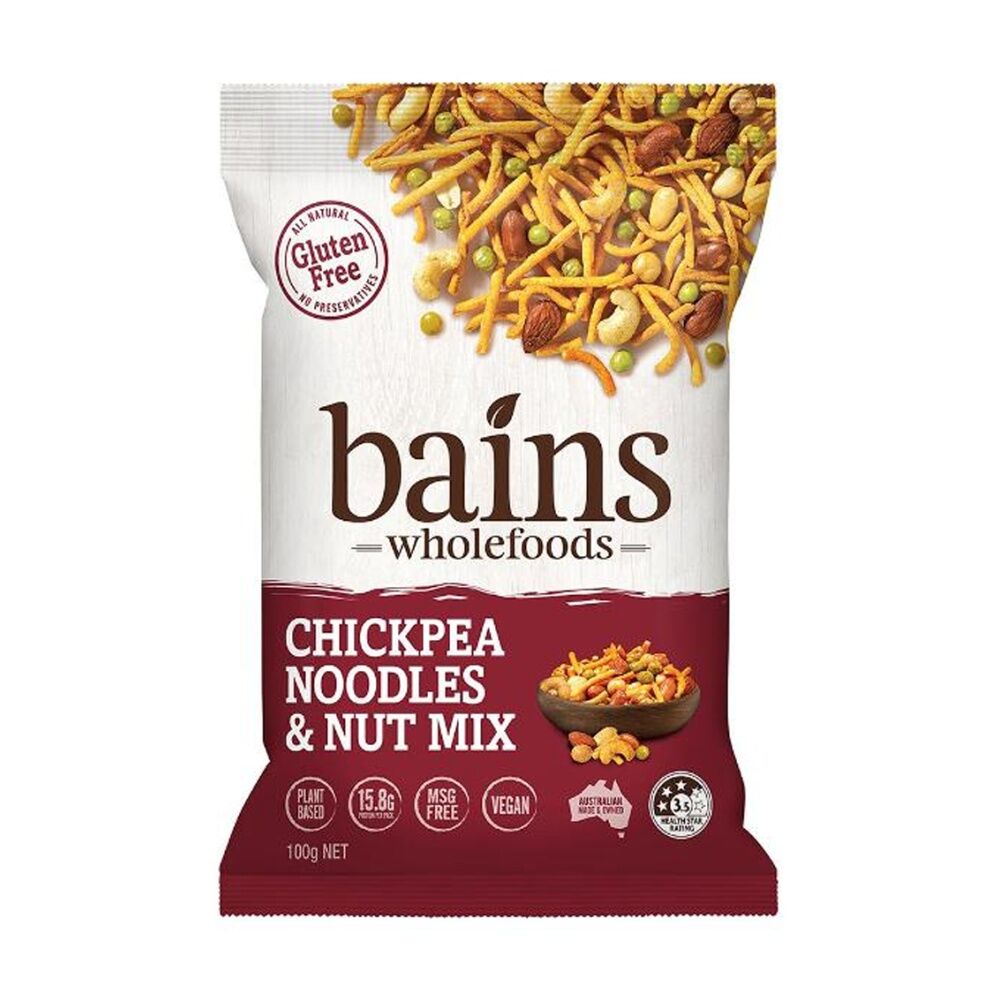 Bains Wholefoods Chickpea Noodle & Nut Mix Flavoured Snack 100g