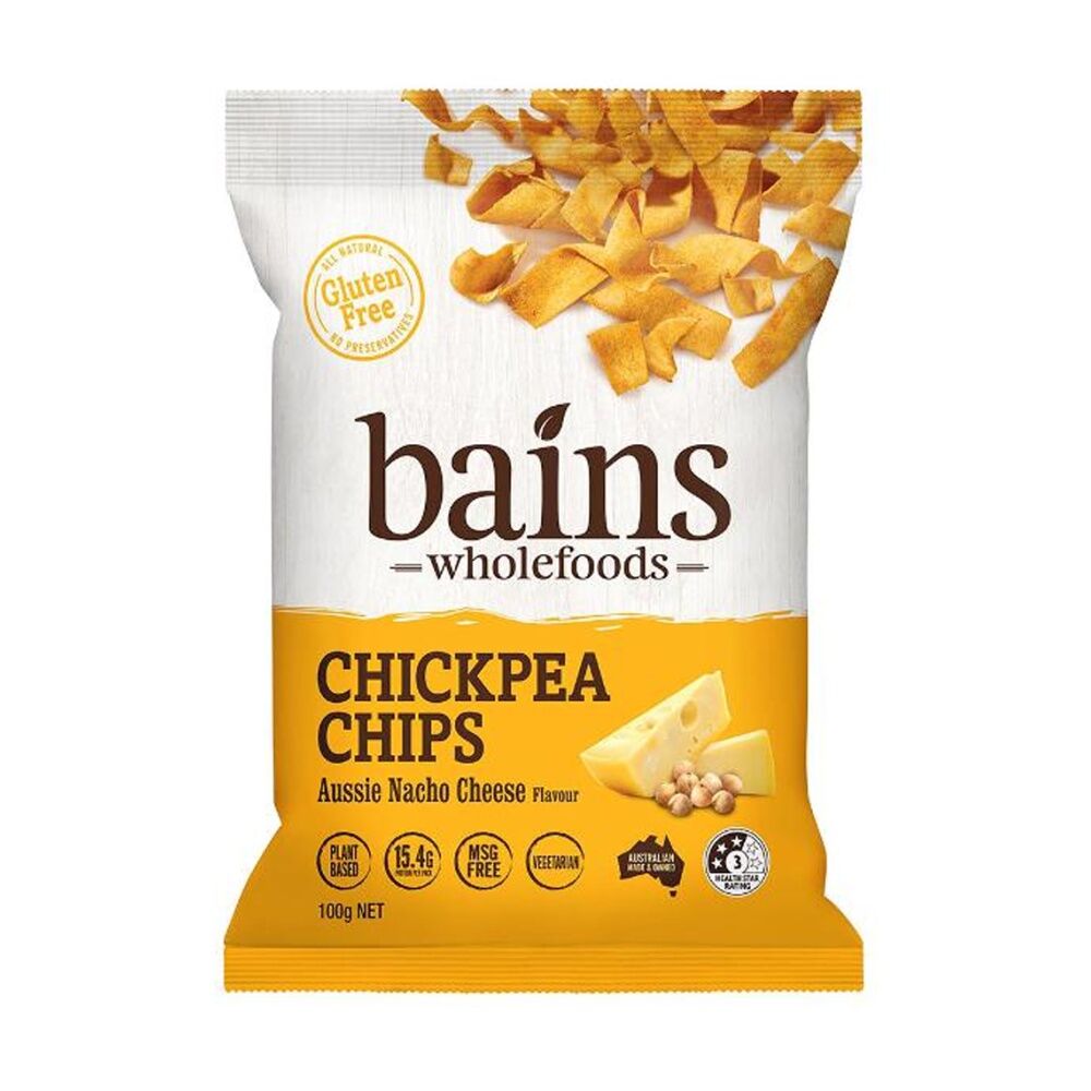 Bains Wholefoods Chickpea Chips Nacho Cheese Flavoured Snack 100g (12 Pack) — image 2