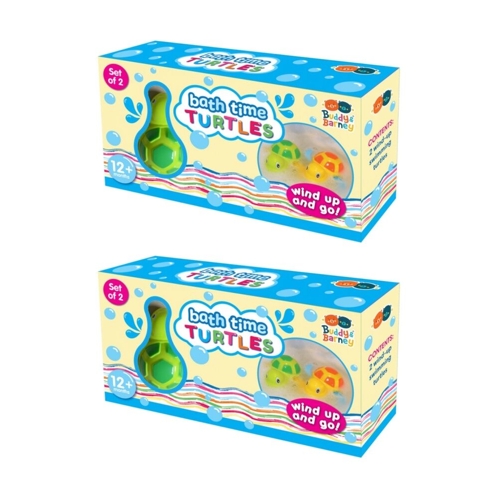 Buddy & Barney 2pc Buddy & Barney Bath Time Swimming Turtles Wind Up Plastic Kids Toy 12m+ (2 Pack)