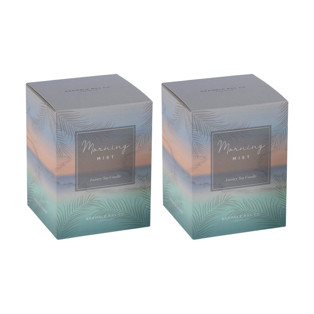 Bramble Bay Ocean Morning Mist Soy Candle w/ Decorations Home Fragrance 300g (2 Pack)