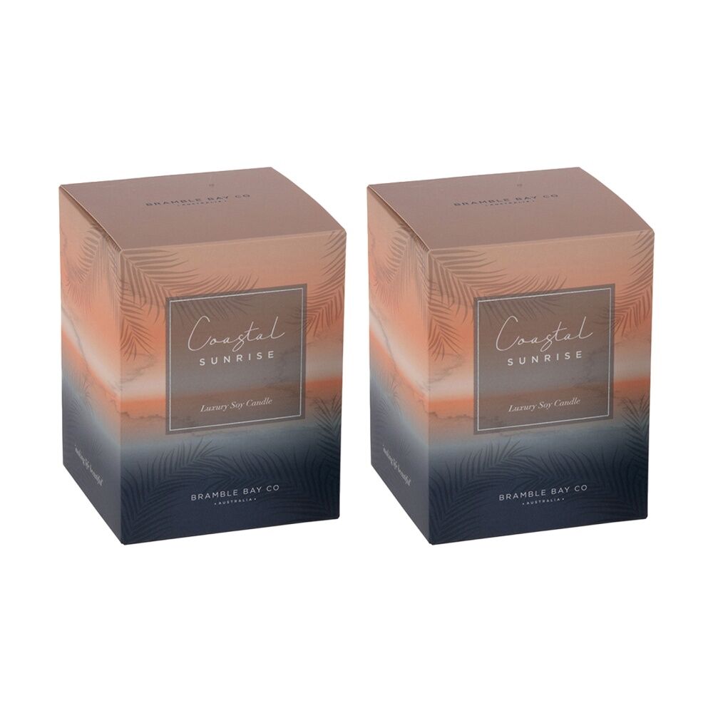 Bramble Bay Ocean Coastal Sunrise Candle w/ Decorations Home Fragrance 300g (2 Pack)