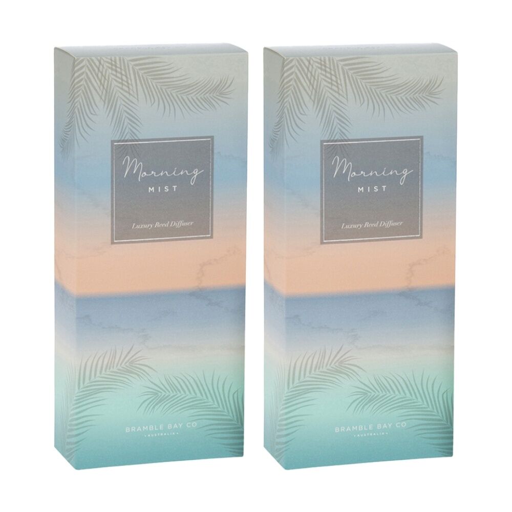 Bramble Bay Ocean Morning Mist Glass Reed Diffuser Home Fragrance 150ml (2 Pack)