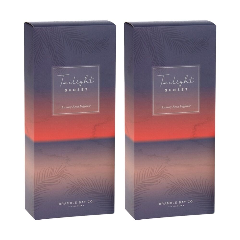 Bramble Bay Ocean Twilight Sunset Glass Reed Diffuser Home Fragrance 150ml (2 Pack)