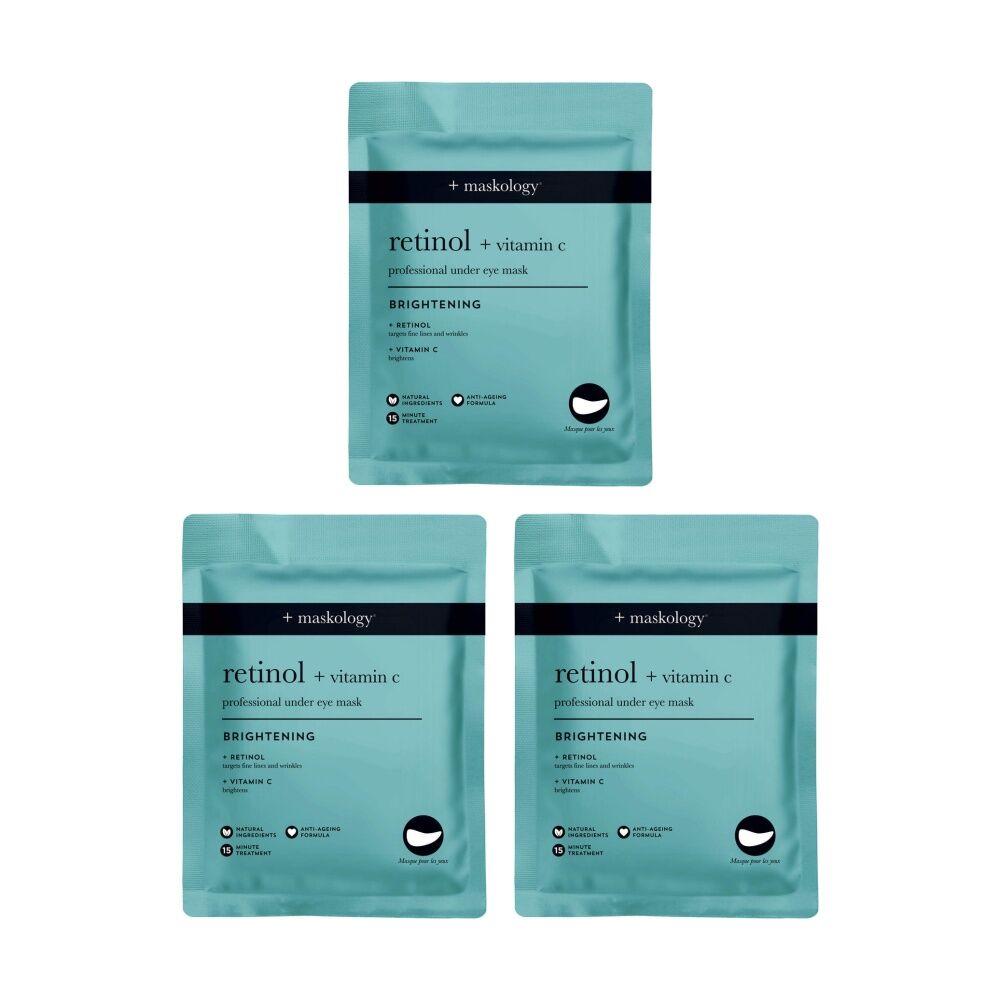 Maskology Retinol+Vitamin-C Professional Under Eye Mask Anti-Ageing Formula (3 Pack)