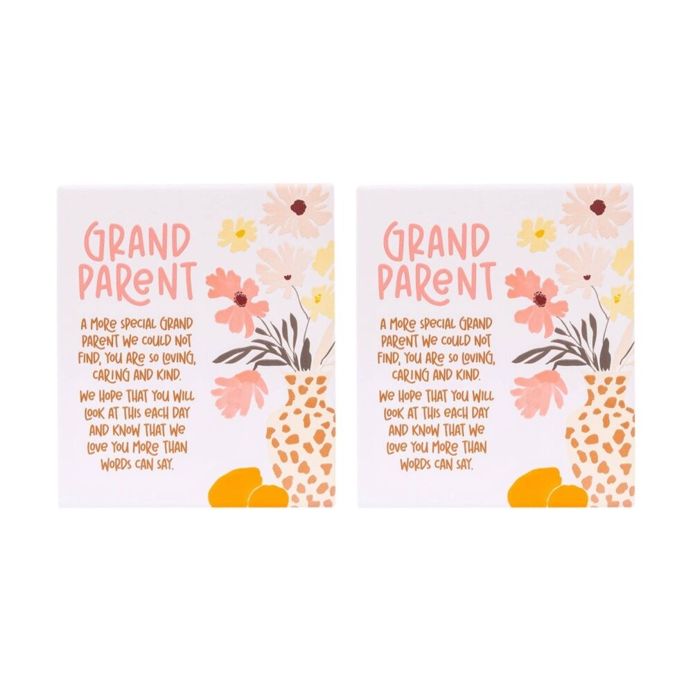 Splosh Billie Grandparent Verse Ceramic w/ Hook & Stand White Pink 12x14x1cm (2 Pack)