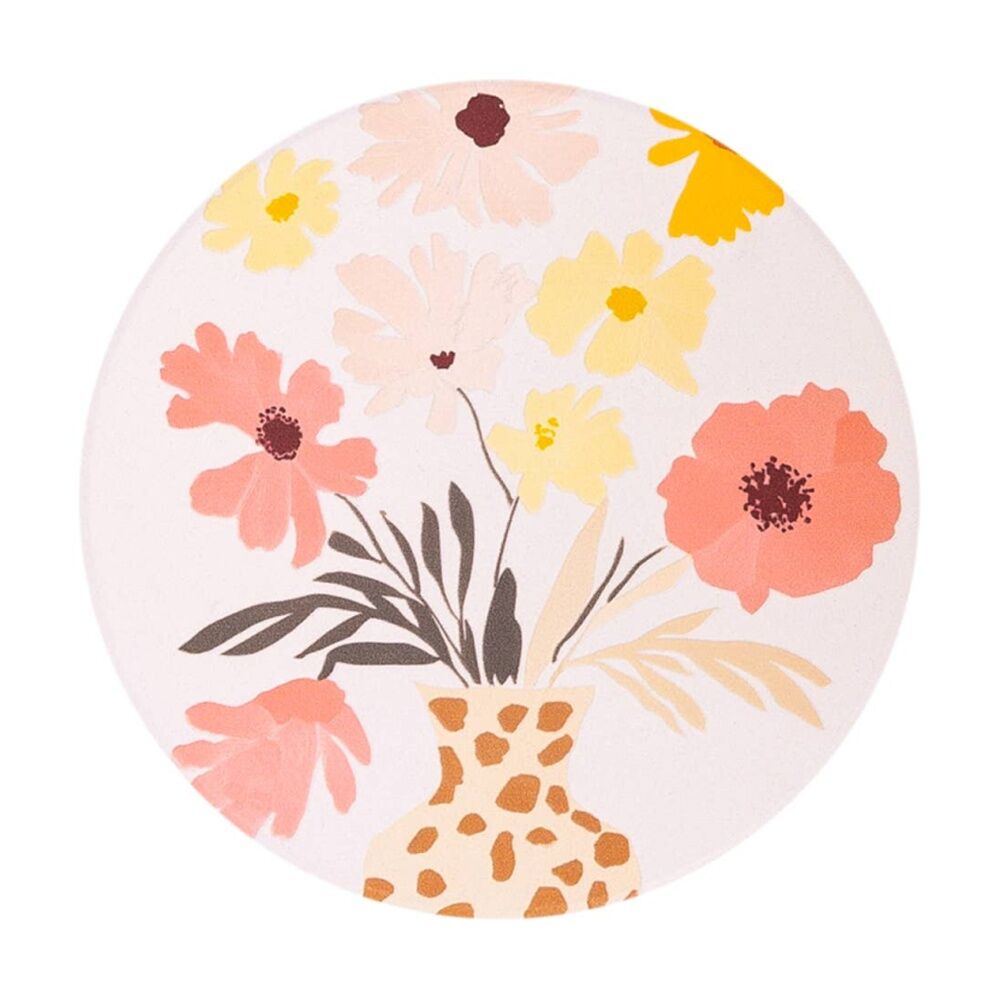 Splosh Billie White Vase Ceramic Coaster Cork Back Pink Yellow 11x11cm (3 Pack) — image 2