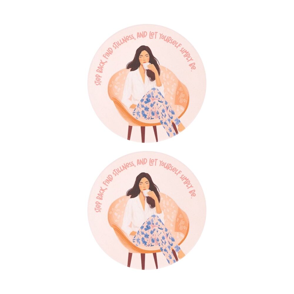 Splosh Billie Simply Be Ceramic Coaster Cork Embossed Pink 11x11cm (2 Pack)