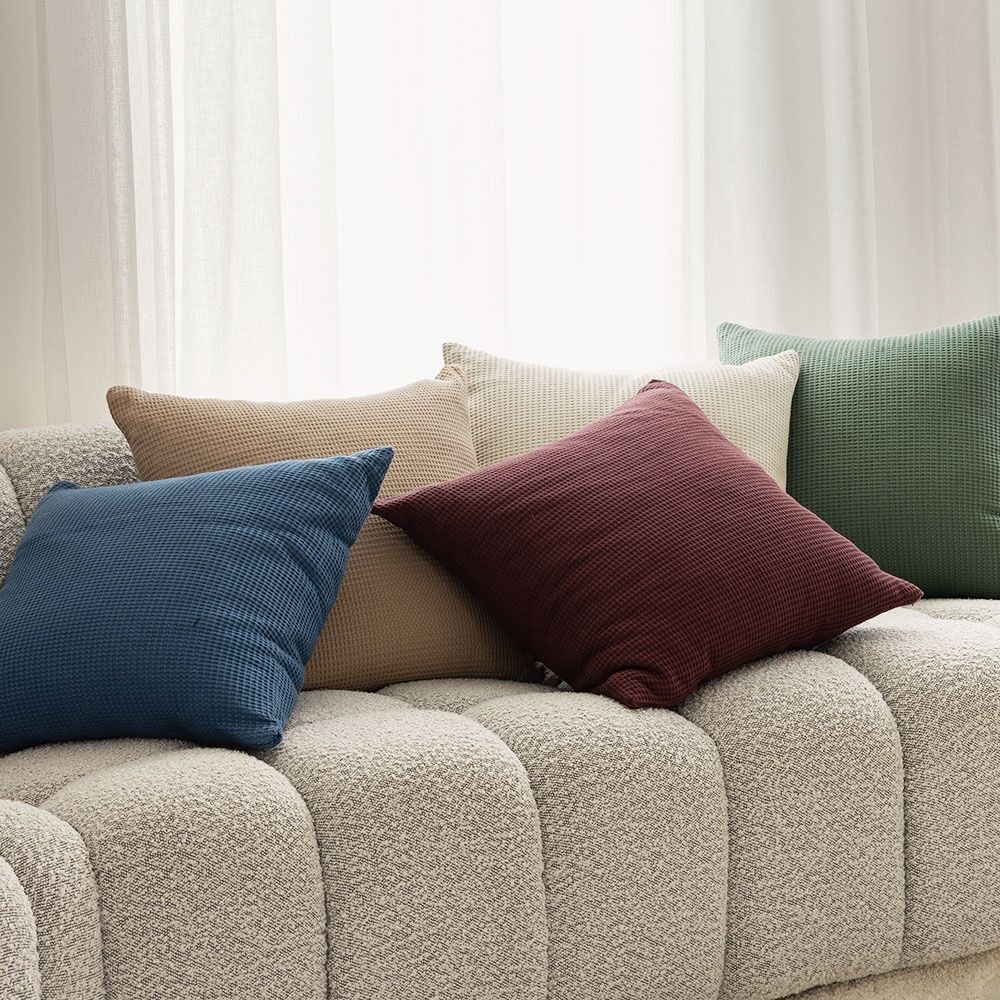 Bambury Milo Waffle Weave Cotton Square Cushion Throw Pillow 50x50cm Chai — image 4