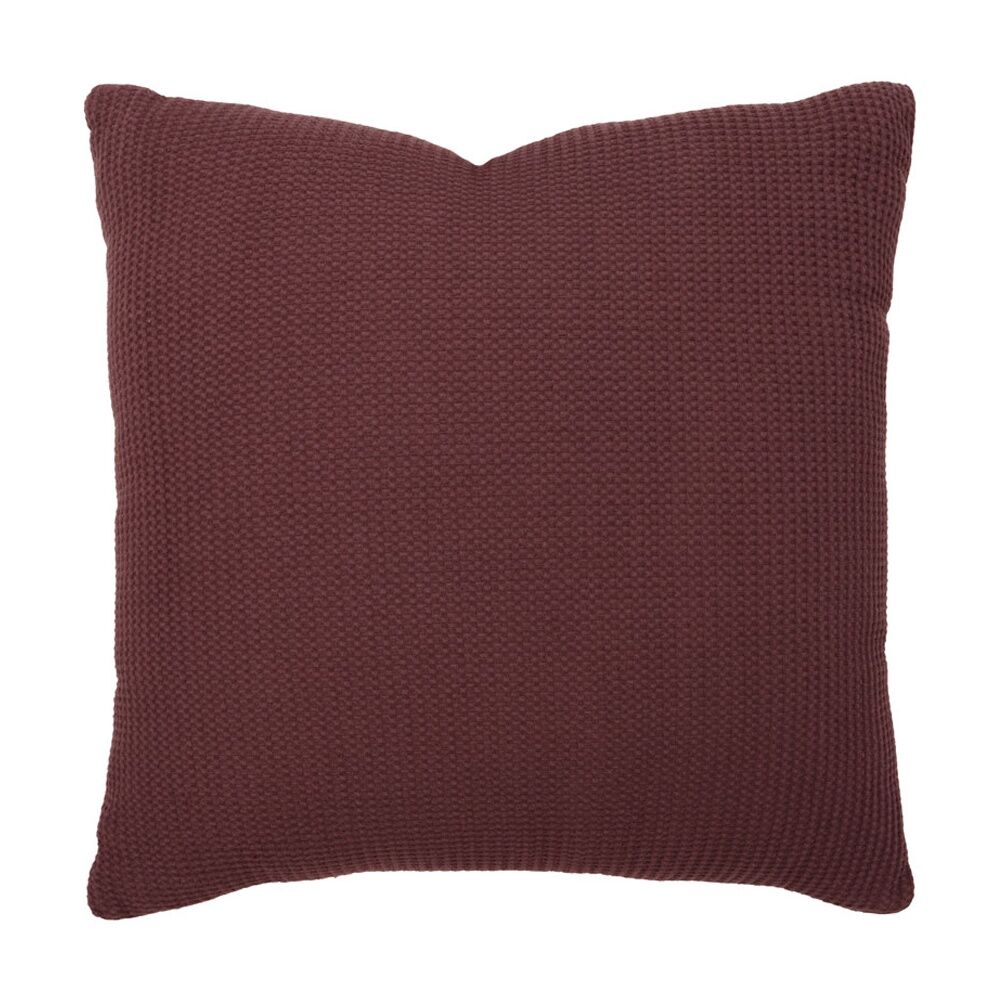 Bambury Milo Waffle Weave Cotton Square Cushion Throw Pillow 50x50cm — Sangria