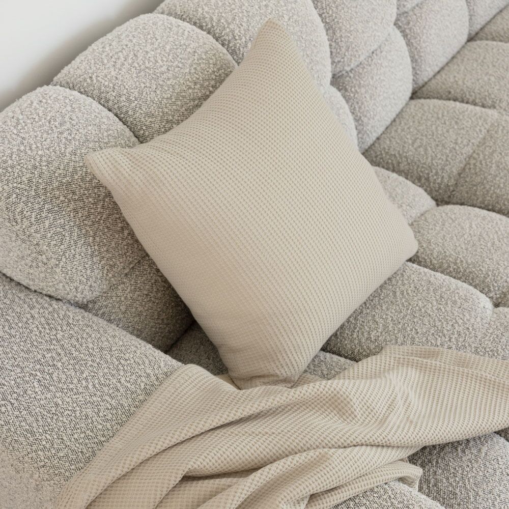 Bambury Milo Waffle Weave Cotton Square Cushion Throw Pillow Stone 50x50cm (2 Pack) — image 3