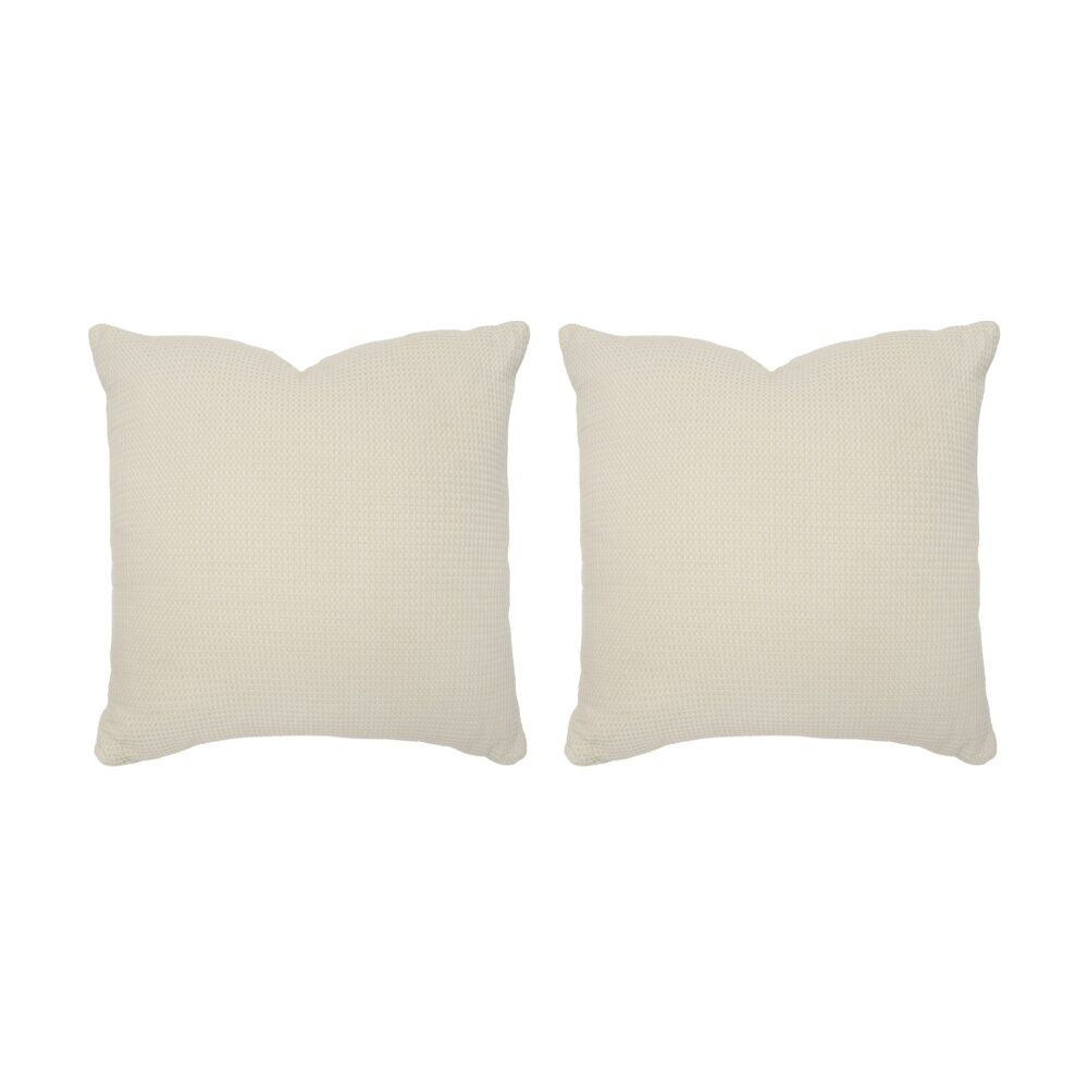 Bambury Milo Waffle Weave Cotton Square Cushion Throw Pillow Stone 50x50cm (2 Pack)