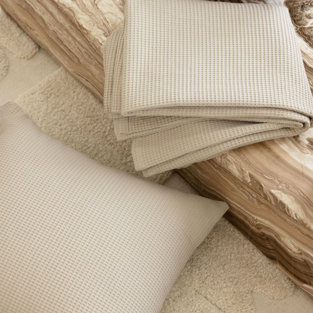 Bambury Milo Waffle Weave Cotton Square Cushion Throw Pillow Stone 50x50cm (2 Pack) — image 6