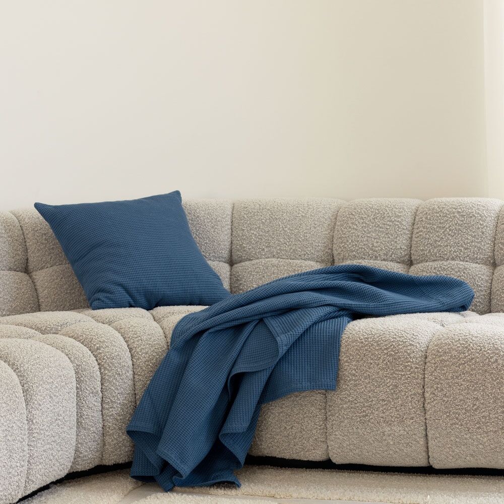 Bambury Milo Waffle Weave Cotton Throw Blanket Soft Textured 130x200cm Ocean — image 2