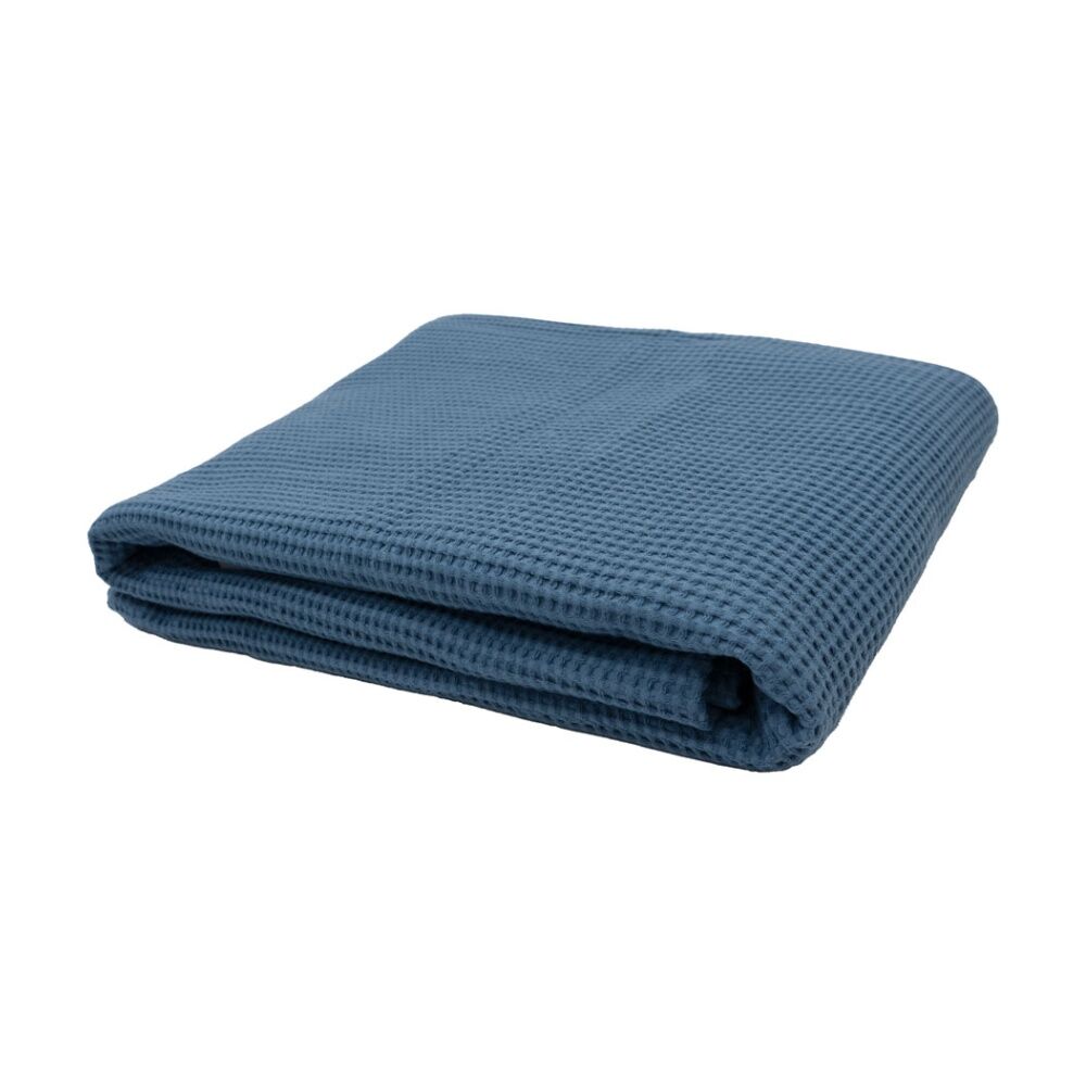Bambury Milo Waffle Weave Cotton Throw Blanket Soft Textured 130x200cm Ocean