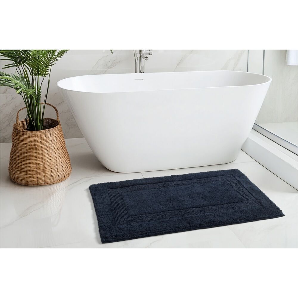 Nautica Navy Sandy Bay Tufted Cotton Decorative Bathroom Bath Mat 61x43cm — image 3