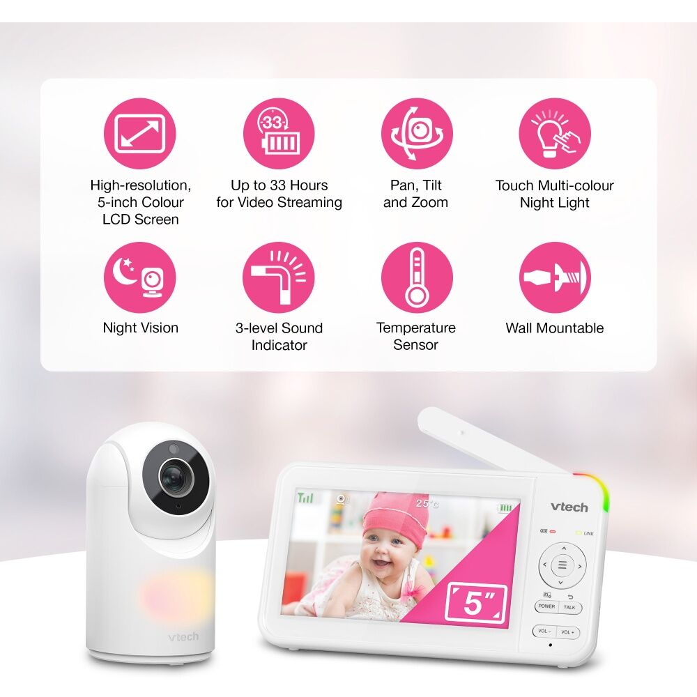 Vtech BM5650N Video & Audio Baby Monitor w/ 5 In Colour Screen Pan/Tilt Camera VTech — image 7