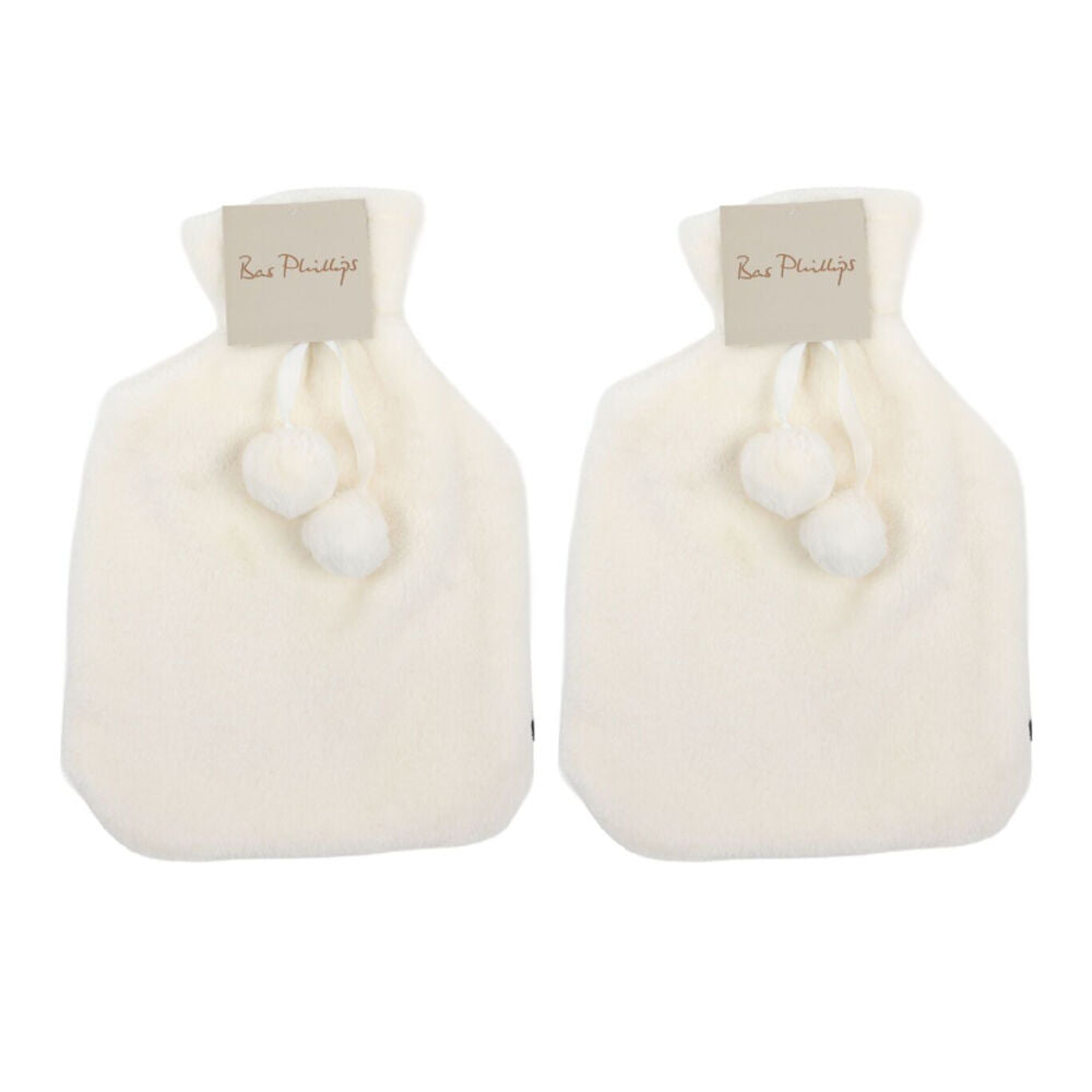 Bas Phillips Faux Mink Polyester Hot Water Bottle Cover Vanilla 2L (2 Pack)