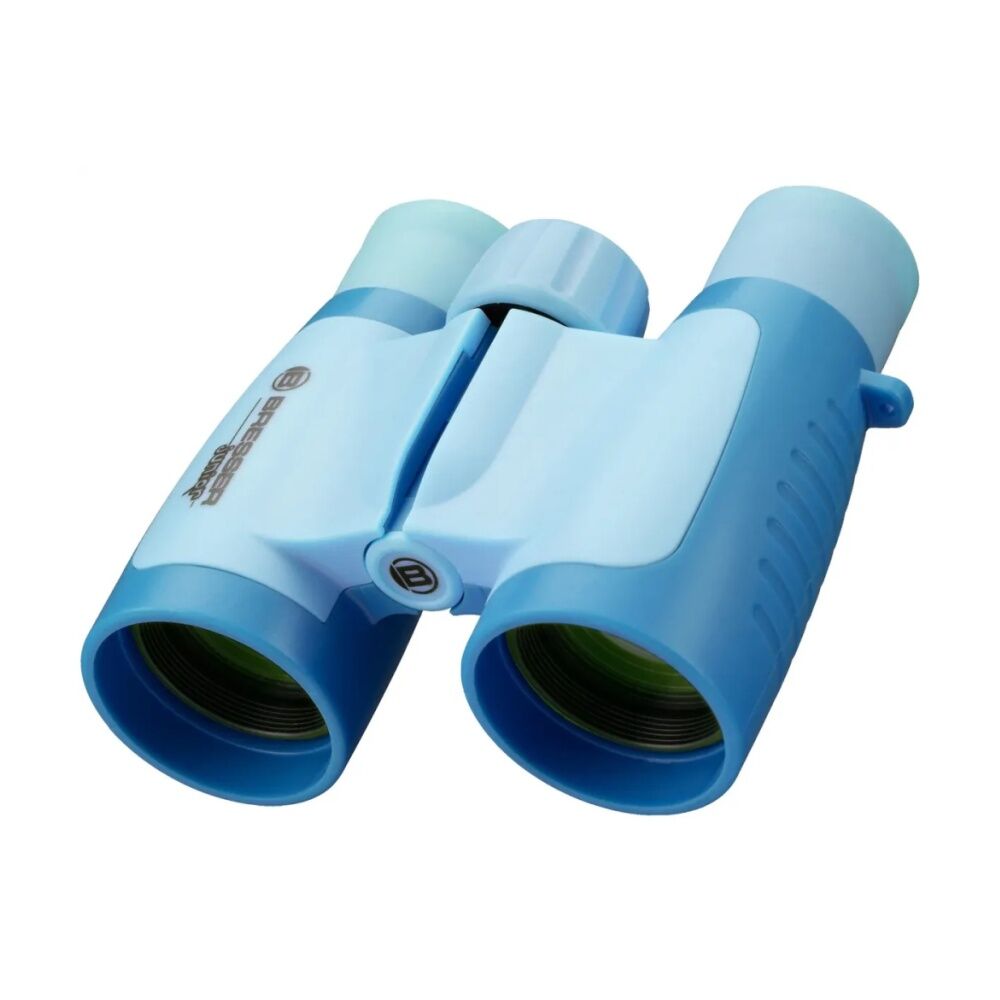 Bresser Junior Childrens Binoculars 3x30 3x Magnification 30mm Lens Diameter Foldable Eyecups for Spectacle Wearers Lightweight and Portable — Blue