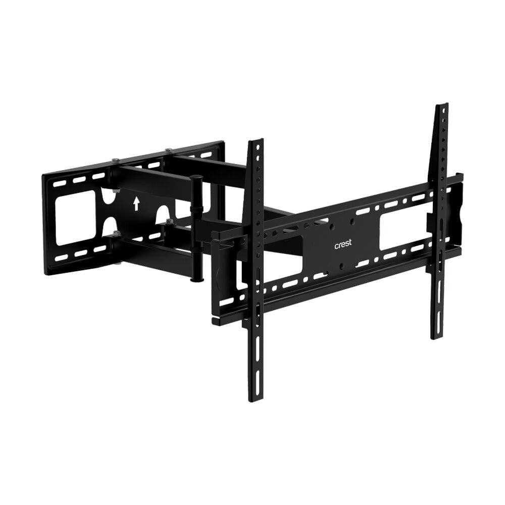 Crest Full Motion TV Wall Mount Fits 37 to 80 Inch Screens Holds 60kg Black Crest