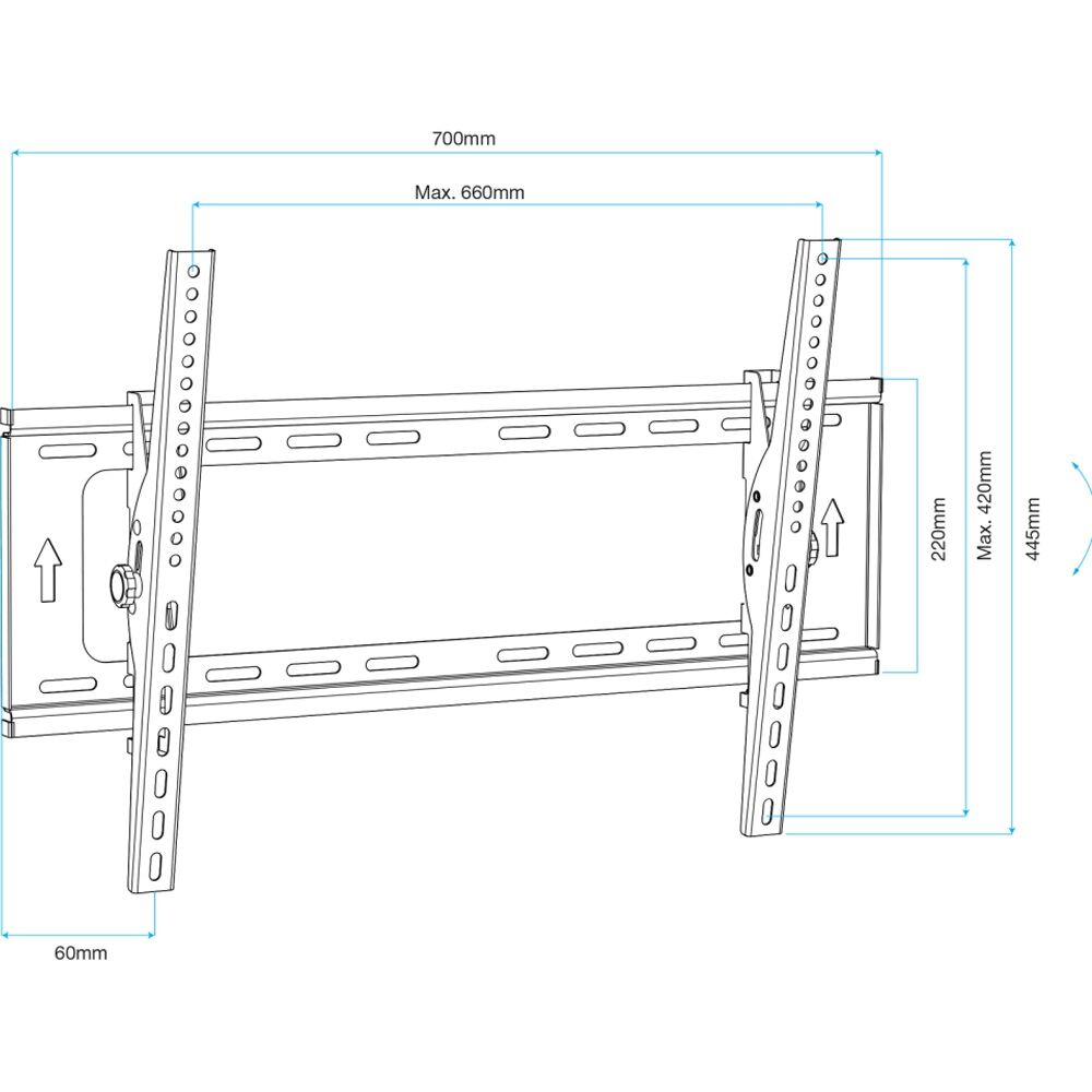 Crest Full Motion TV Wall Mount Fits 37 to 80 Inch Screens Holds 60kg Black Crest — image 3