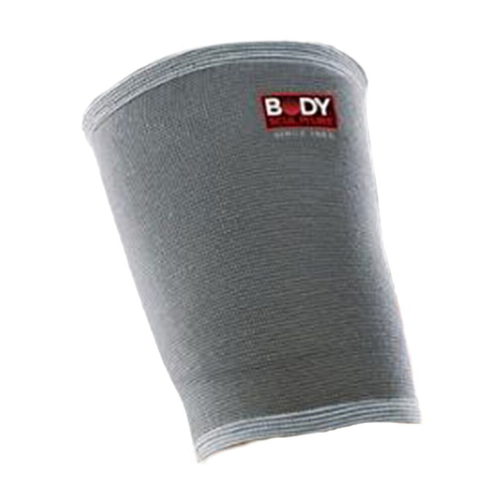 Body Sculpture Elastic Thigh Support Small - 4 Way Knit Comfort - Holds Position Without Moving - Grey Elastic Material Compression Sleeve Small