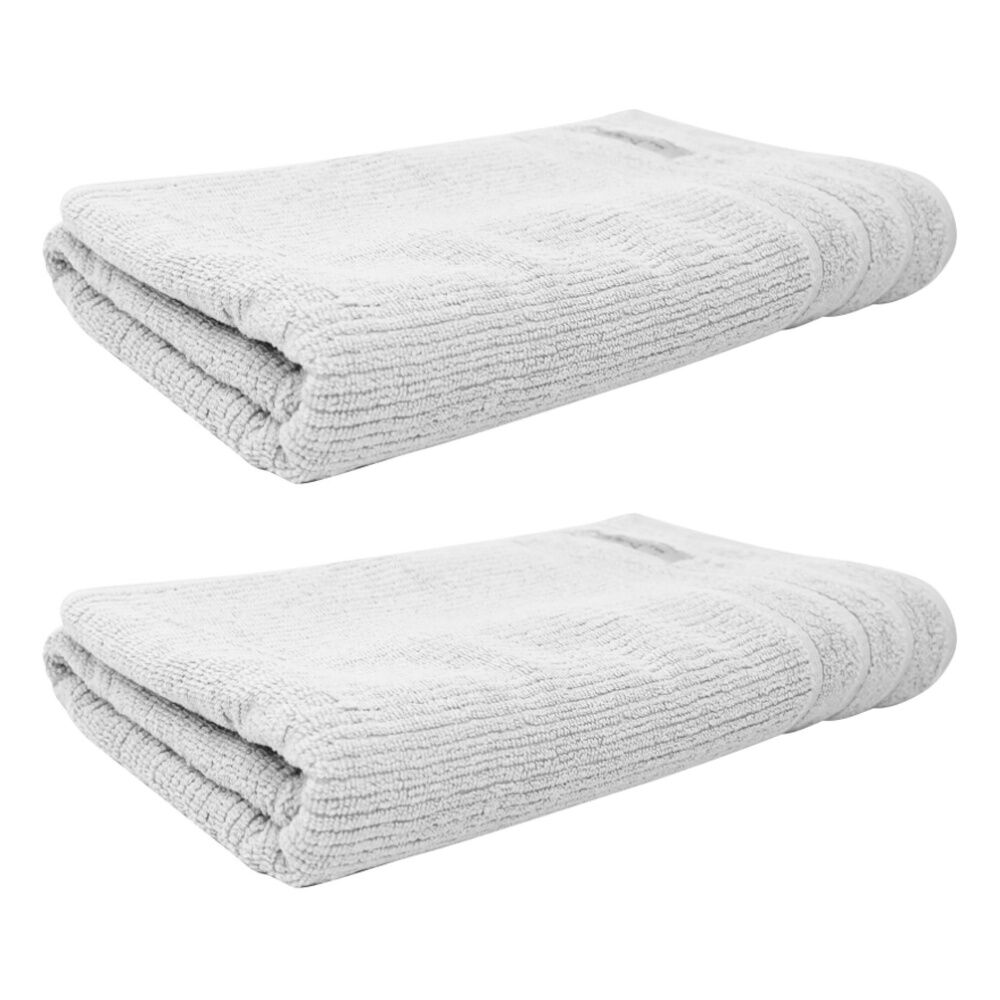 Bas Phillips Cairo Ribbed Collection Cotton Bath Towel 137x68cm White (2 Pack)