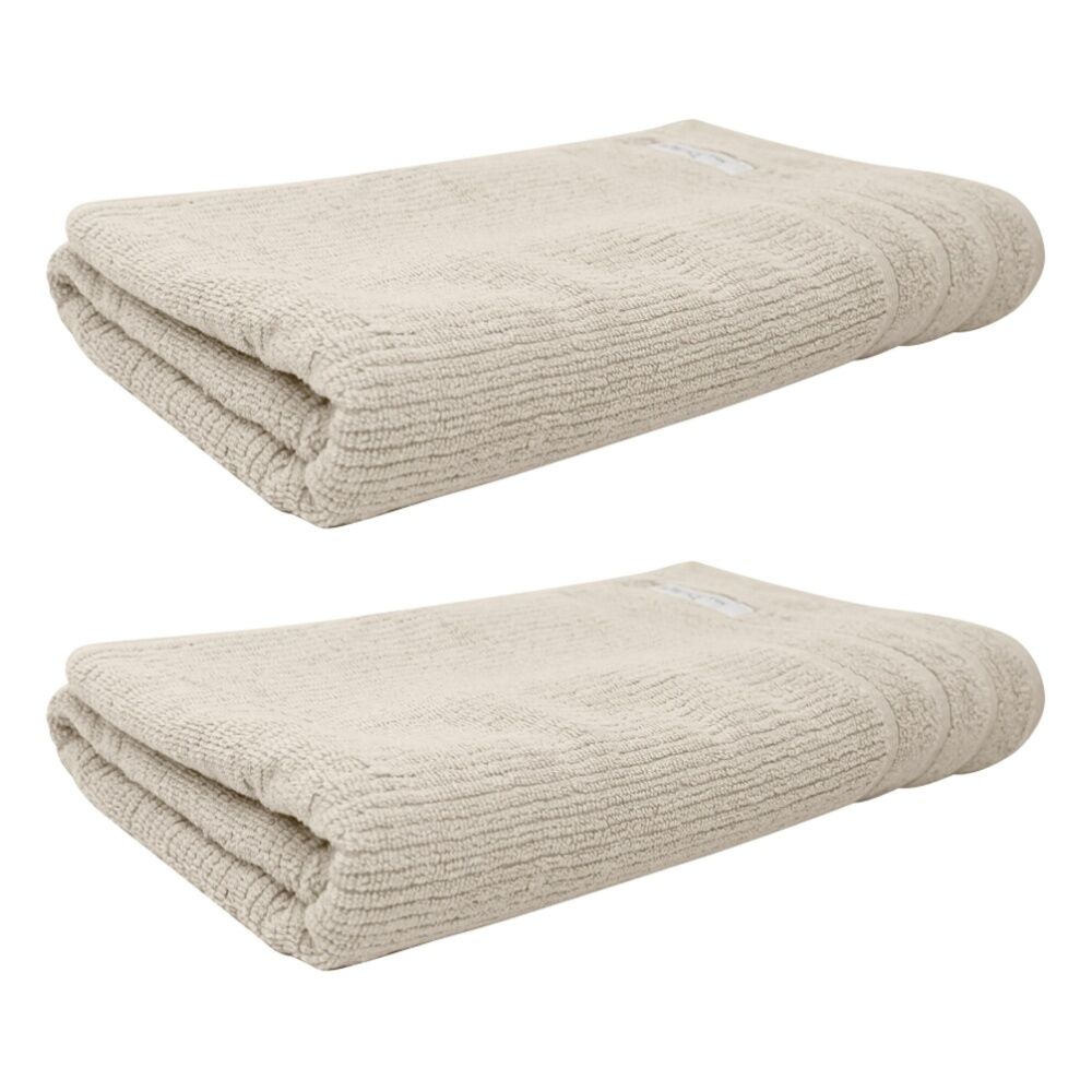 Bas Phillips Cairo Ribbed Collection Cotton Bath Towel 137x68cm Desert (2 Pack)