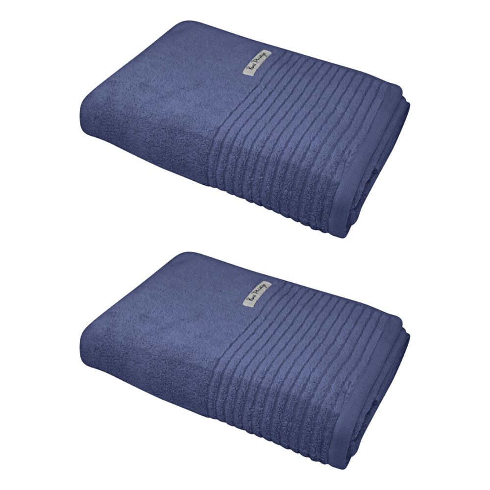 Bas Phillips Hayman Zero Twist Bath Sheet 600Gsm Cotton 160x80cm Indigo (2 Pack)