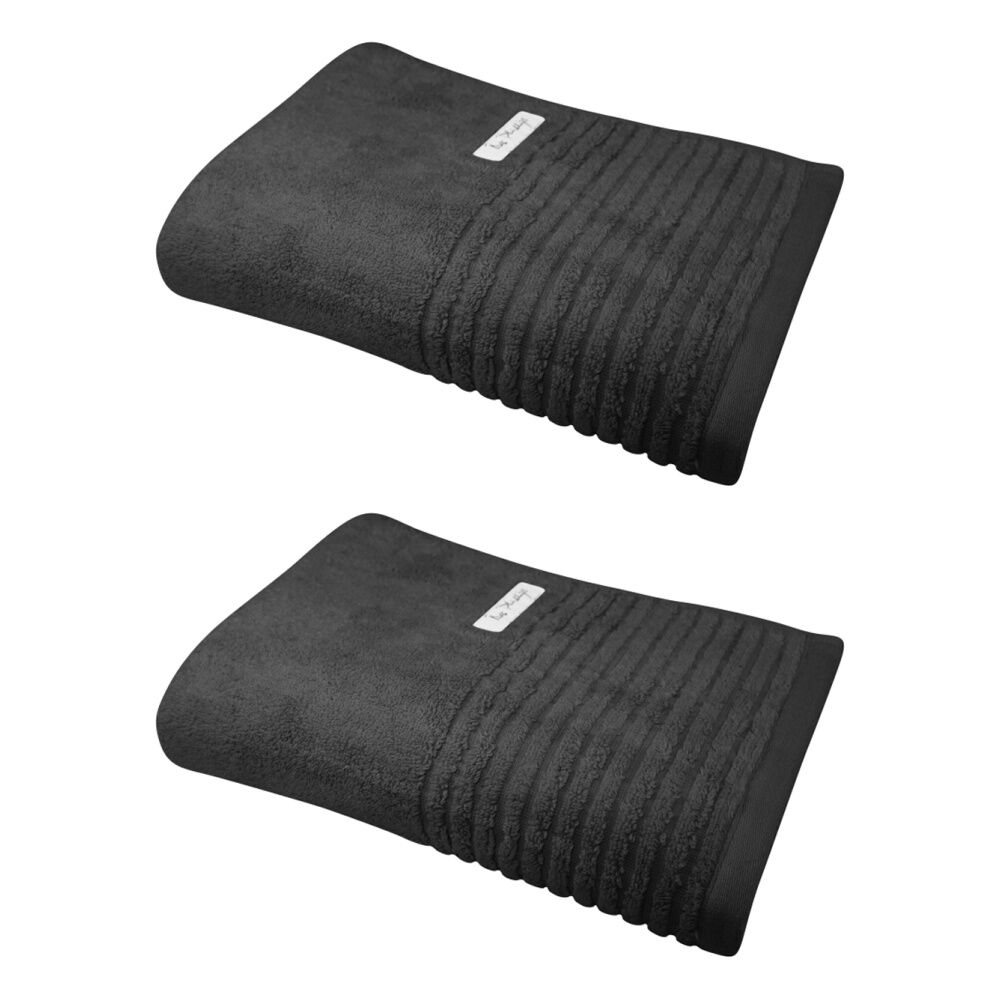 Bas Phillips Hayman Zero Twist Bath Towel 600Gsm Cotton 137x68cm Eclipse (2 Pack)