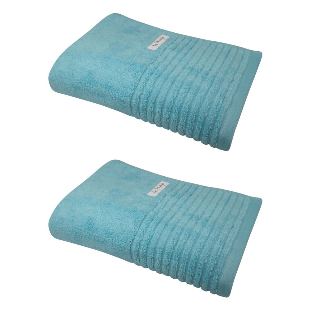 Bas Phillips Hayman Zero Twist Bath Towel 600Gsm Cotton 137x68cm Ocean (2 Pack)