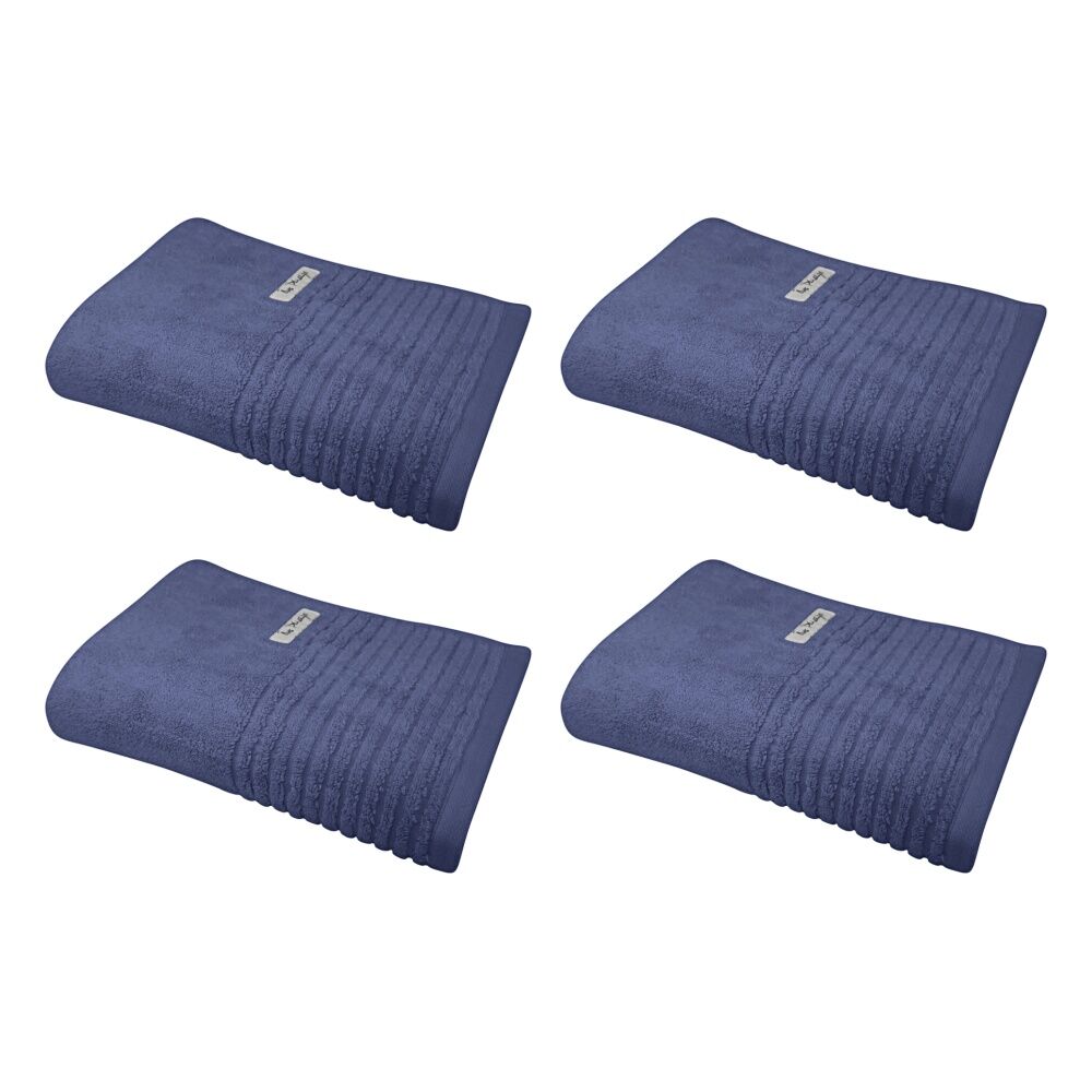 Bas Phillips Hayman Zero Twist Bath Towel 600Gsm Cotton 137x68cm Indigo (4 Pack)