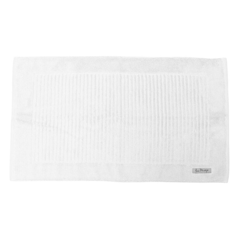 Bas Phillips White Hayman Zero Twist Bath Mat 600Gsm Cotton 78x48cm
