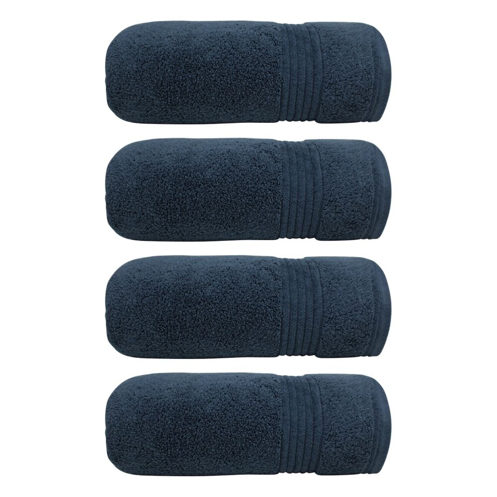 Bas Phillips Valencia Zero Twist Cotton Bath Towel 68 x 137cm Navy (4 Pack)