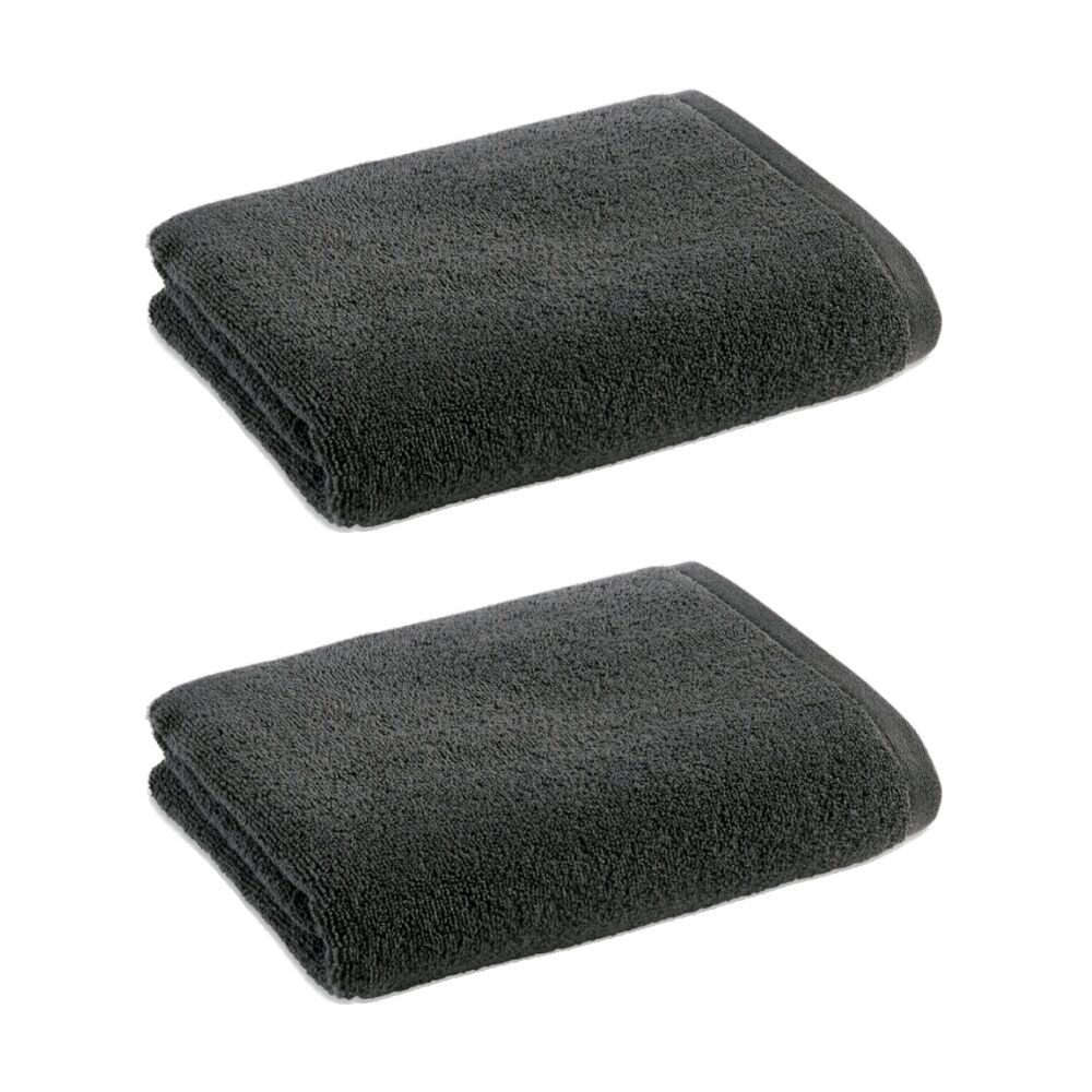 Christy Cirrus Bath Towel Combed Cotton 450GSM Fast Drying Charcoal (2 Pack)