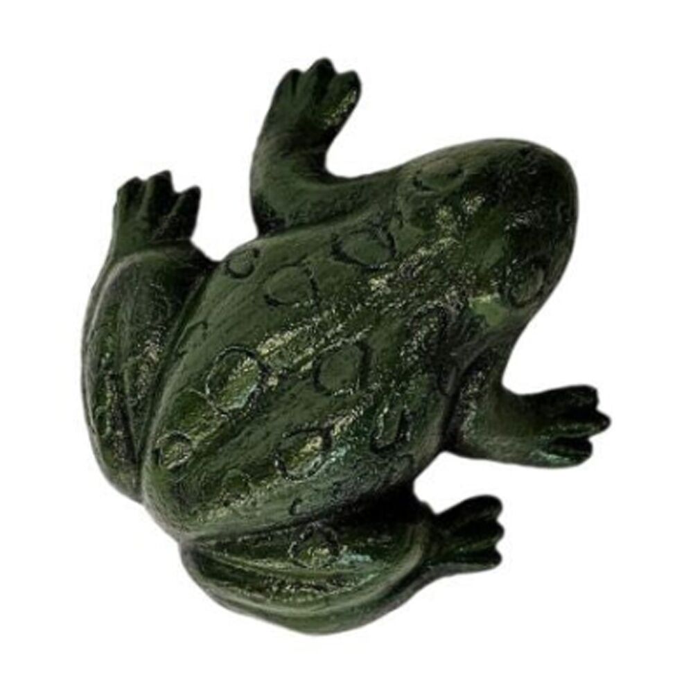 Bronrob 9x9x4.5cm Cast Iron Green Frog Ornament Outdoor Garden Decor — image 2