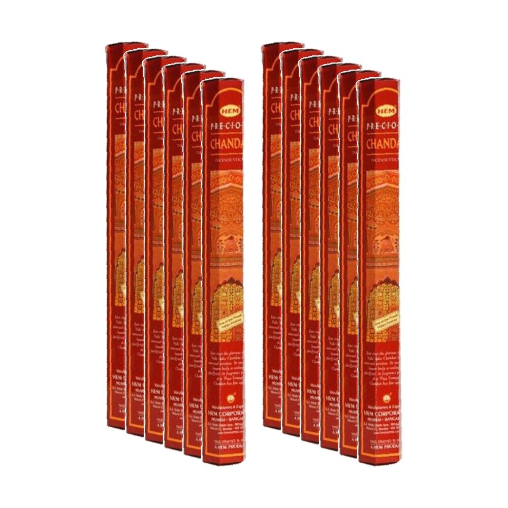 Hem Home Fragrance Scented Smelling Incense Sticks Packet Set Chandan (12 Pack)