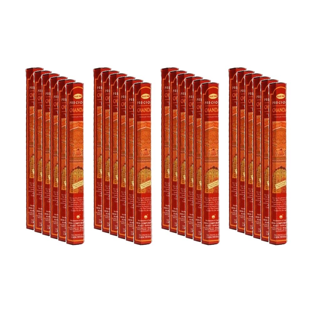 Hem Home Fragrance Scented Smelling Incense Sticks Packet Set Chandan (24 Pack)