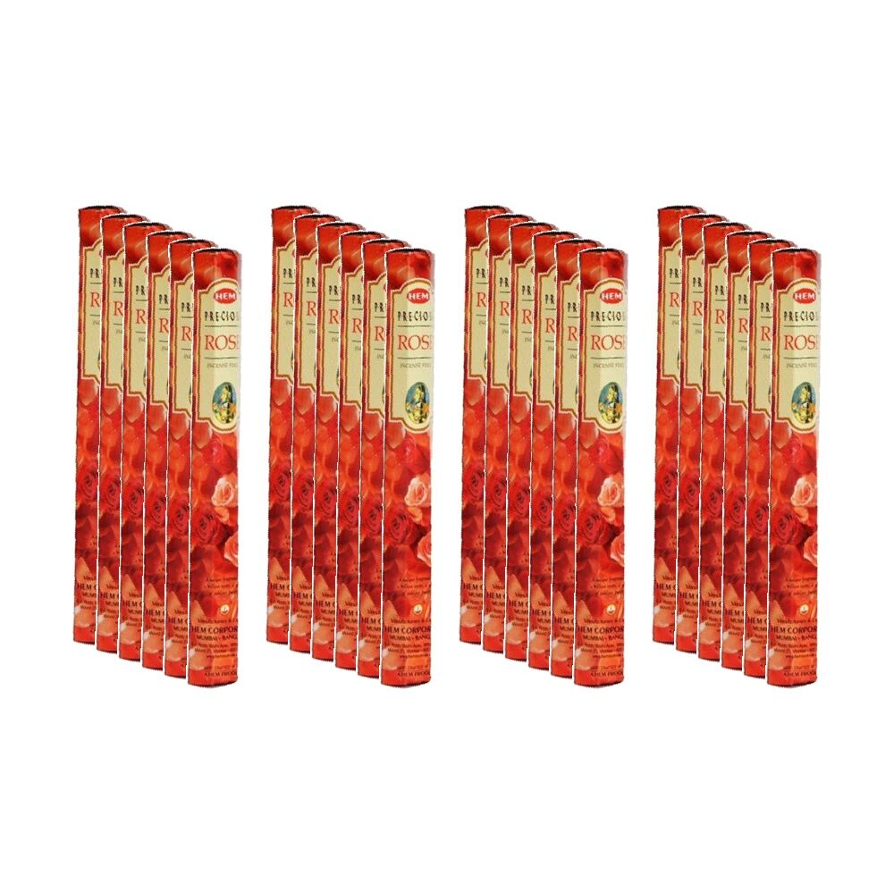 Hem Home Fragrance Scented Smelling Incense Sticks Packet Set Precious Rose (24 Pack)