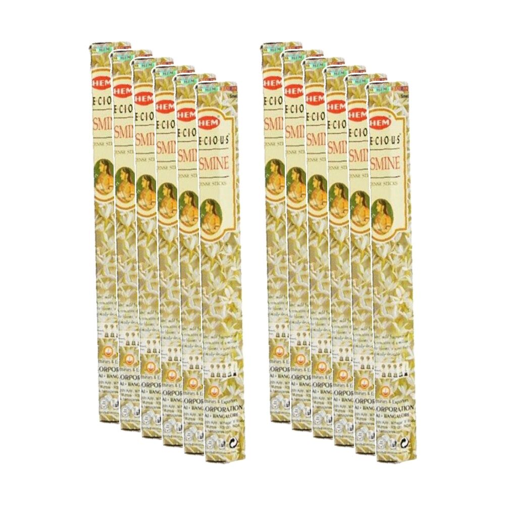 Hem Home Fragrance Scented Smelling Incense Sticks Packet Set Jasmine (12 Pack)