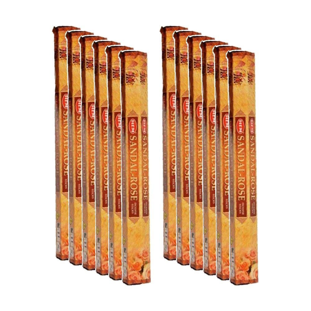 Hem Home Fragrance Scented Smelling Incense Sticks Packet Set Sandal Rose (12 Pack)
