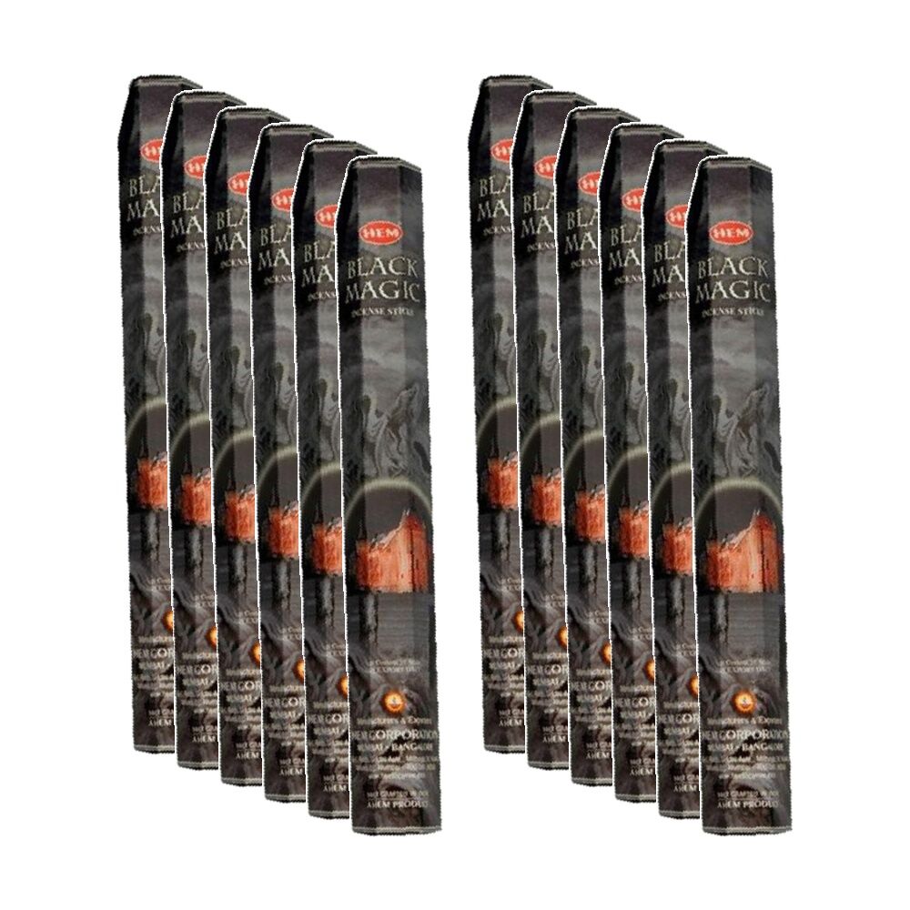 Hem Home Fragrance Scented Smelling Incense Sticks Packet Set Black Magic (12 Pack)