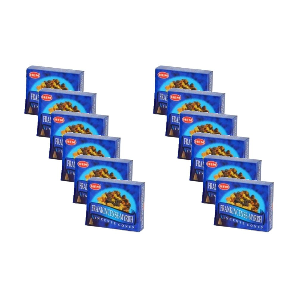 Hem 10pc HEM Home Fragrance Scented Incense Cones Packet Set Frankincense Myrrh (12 Pack)