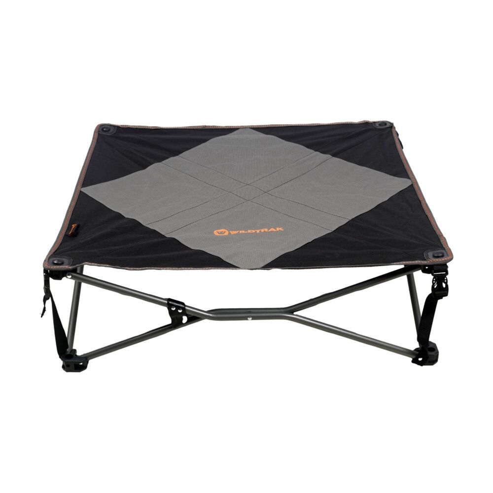Wildtrak Deluxe Folding Pet Camp Bed XL with Removable Cover - Foldaway Design for Easy Transport - 95x95cm Grey Durable Fabric