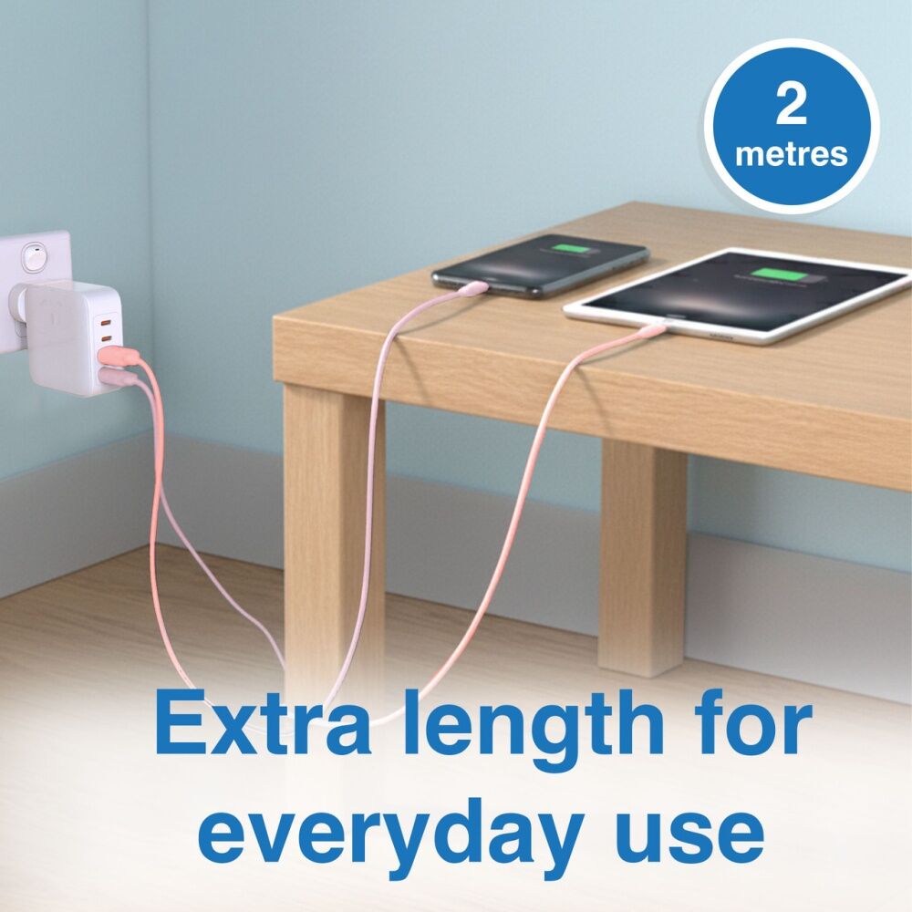 Laser USB-A To MFi Certified Apple Lightning Cable Set 2m Red/Pink (2 Pieces) — image 4