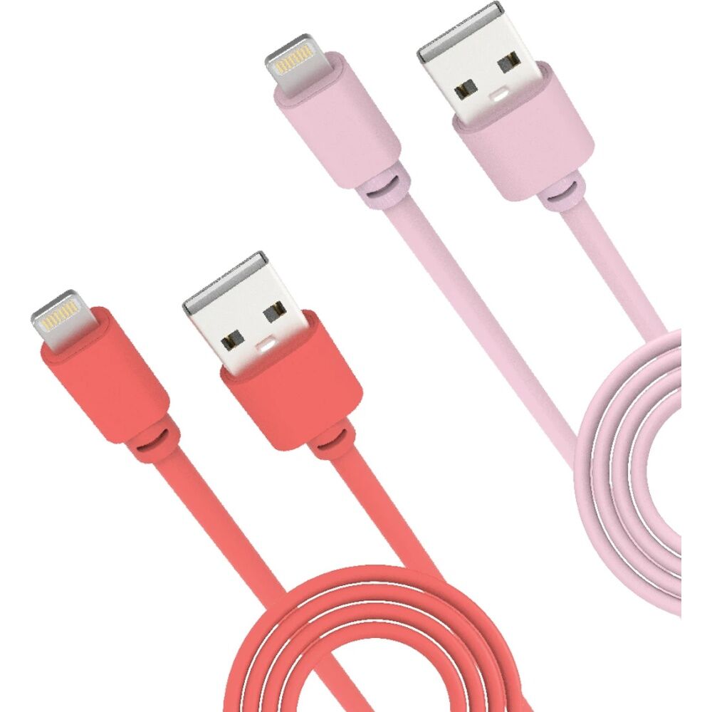 Laser USB-A To MFi Certified Apple Lightning Cable Set 2m Red/Pink (2 Pieces) — image 2
